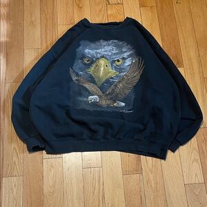 Men's Bold Black Eagle Crewneck Sweater